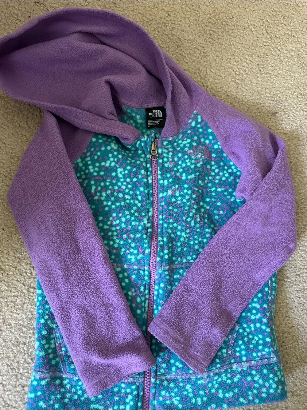 The North Face Toddler Purple & Teal Hooded Fleece Jacket